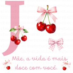 Monograma Individual Dia das Mães Cerejinhas - Rebeca do Vale Home Decor