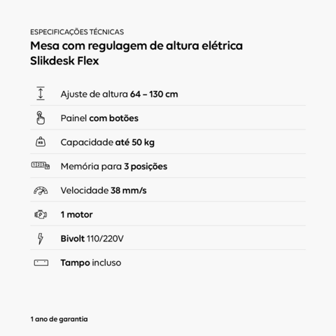 Mesa com regulagem de altura elétrica Slikdesk Flex - loja online