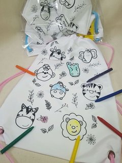 Mochila saco pinte e lave lembrancinha para festa de aniversário na internet