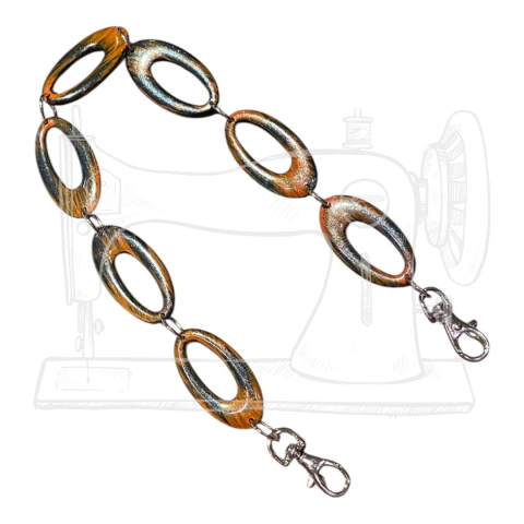 BCA 03 - BAG CHARM EM ACRILICO OVAL - MARROM/NIQUEL