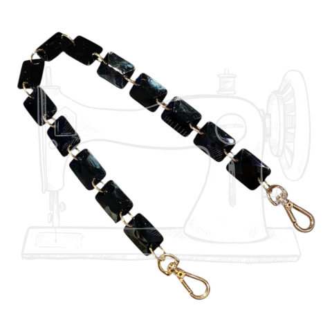 BCA 08 - BAG CHARM EM ACRÍLICO - PRETO/DOURADO