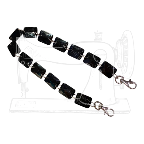 BCA 08 - BAG CHARM EM ACRÍLICO - PRETO/NIQUEL