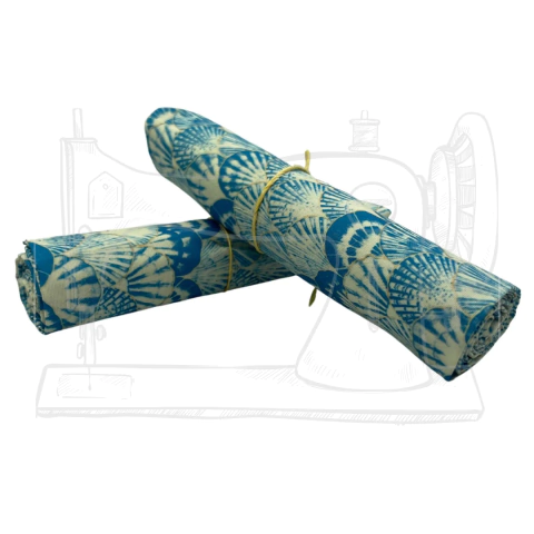 NYLON ESTAMPADO MESCLADO CONCHAS AZUIS