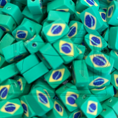 ENTREMEIO EMBORRACHADO FIMO - BANDEIRA BRASIL (50 UNIDADES)