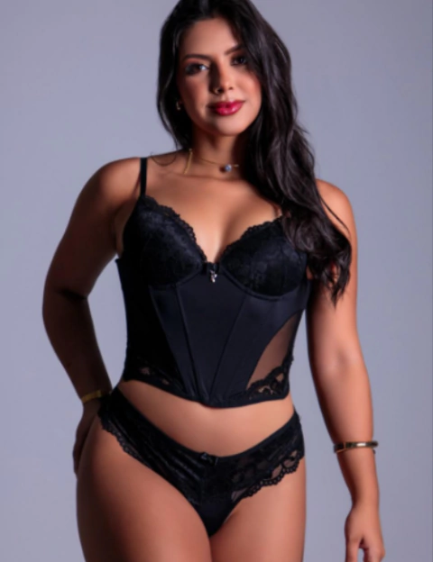 CONJUNTO CORSET PAOLA COM BOJO RENDADO - PRETO