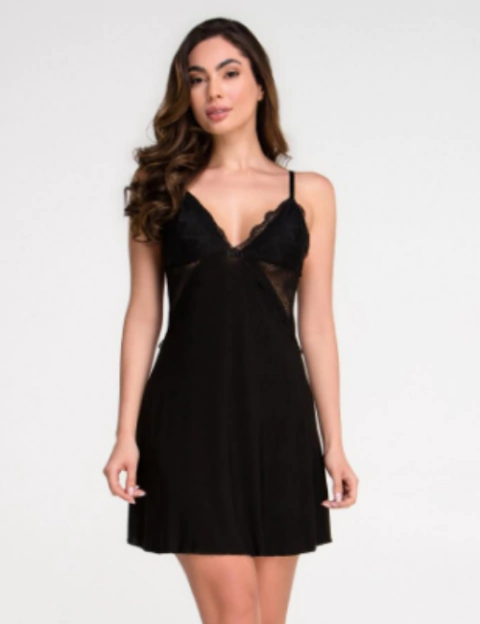 CAMISOLA AMANDA LIGANETE COM RENDA - PRETA