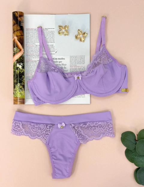 CONJUNTO ANTONELA SEM BOJO CALCINHA FIO DUPLO - LILAS