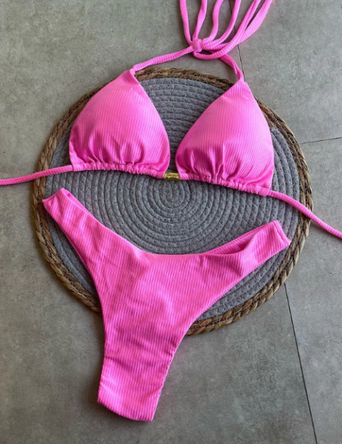 BIQUINI MILLA CURTININHA COM CALCINHA ASA DELTA ROSA BARBIE