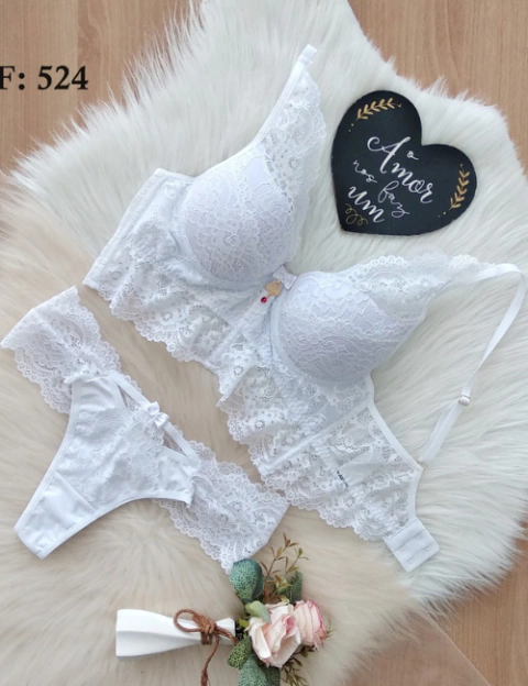 CONJUNTO LAURA CROPPED RENDADO COM BOJO - BRANCO