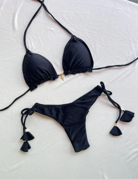 BIQUINI KAROL CORTININHA CALCINHA FIO DUPLO - PRETO - comprar online