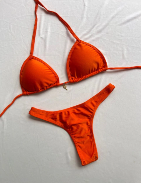 BIQUINI LETICIA CORTININHA FIO DENTAL - LARANJA - comprar online