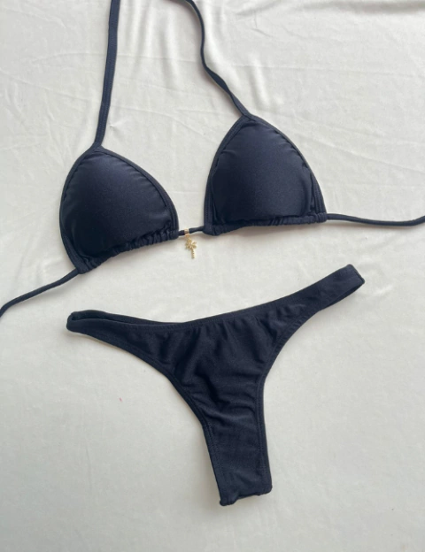 BIQUINI LETICIA CORTININHA FIO DENTAL - PRETO - comprar online