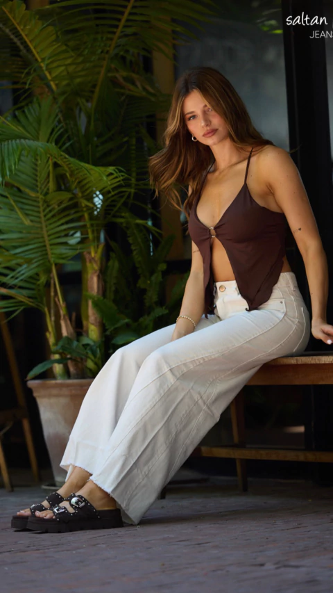 DENIM GRECA WIDE LEG BLANCO RIGIDO - comprar online