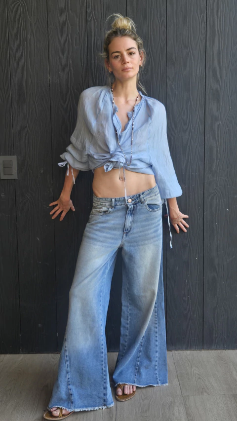 DENIM HANNA WIDE LEG RECORTES - comprar online