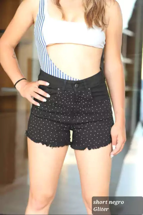 SHORT GLITERS NEGRO SKINNY