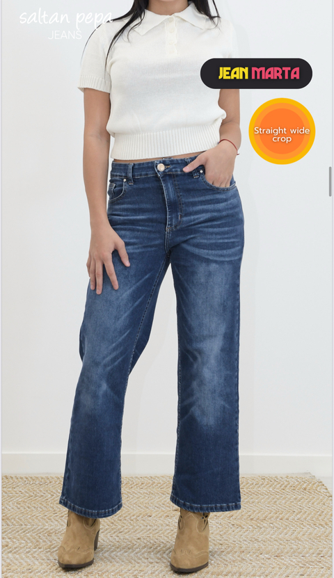DENIM MARTA WIDE CROP ELASTIZADO