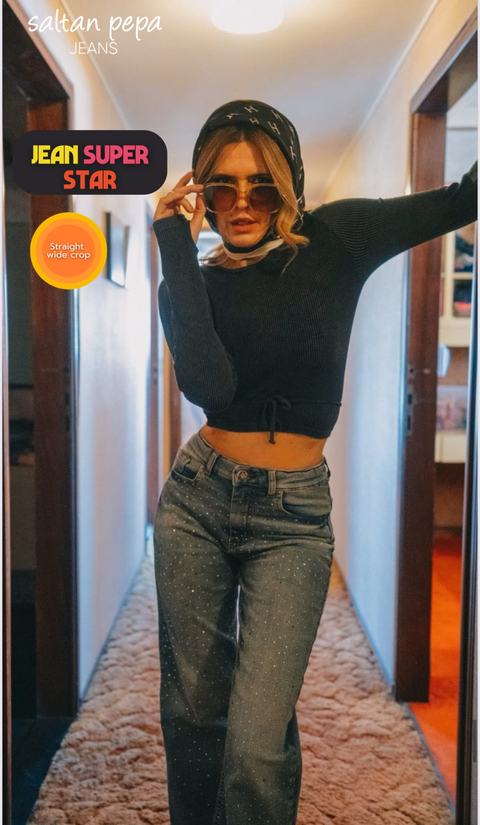 DENIM SÚPER STAR WIDE CROP