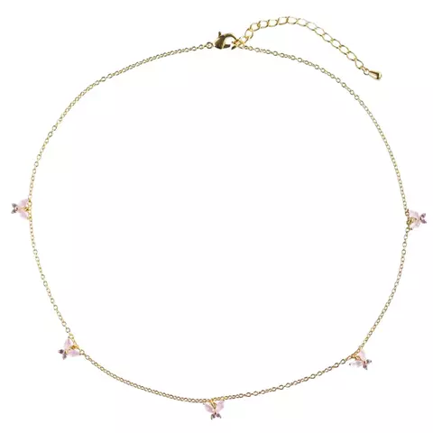 COLGANTE MARIPOSAS ROSAS 40+5CM (BAÑADO EN ORO)