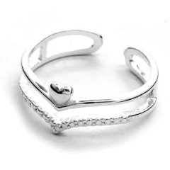 ANILLO/MIDI CORAZÓN DOBLE (PLATA 925) - comprar online