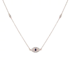 COLGANTE OJO TURCO 42+3cm (PLATA ROSE)