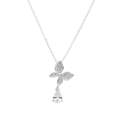 COLGANTE MARIPOSA Y GOTA 42+3CM (PLATA 925)