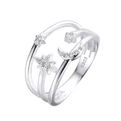 ANILLO DE LUNA Y ESTRELLAS (PLATA 925)