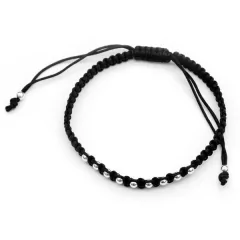 PULSERA VENICE TEJIDA NEGRA (PLATA 925) - comprar online