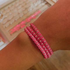 PULSERA VENICE TEJIDA ROSA (PLATA 925)