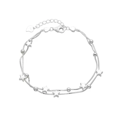 PULSERA ESTRELLLAS DOBLE 17+3CM (PLATA 925)