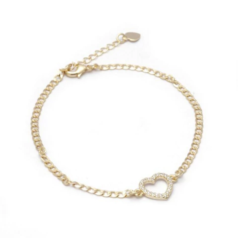 PULSERA CORAZON 18 A 21CM (BAÑADA EN ORO)