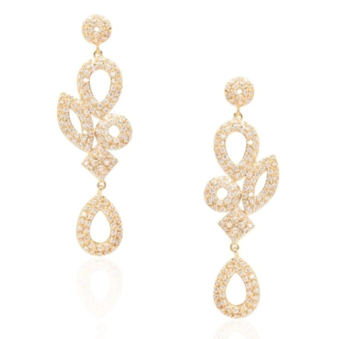 Brinco multi formas cravejado no dourado - comprar online