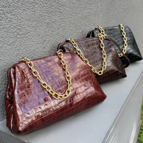 Bolsa Angela de Couro Croco