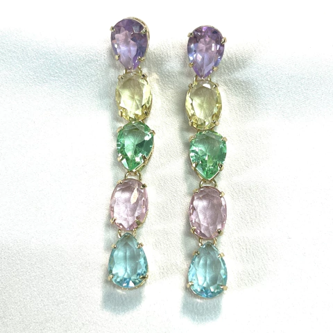 Brinco Longo de Gotas Candy Colors - comprar online