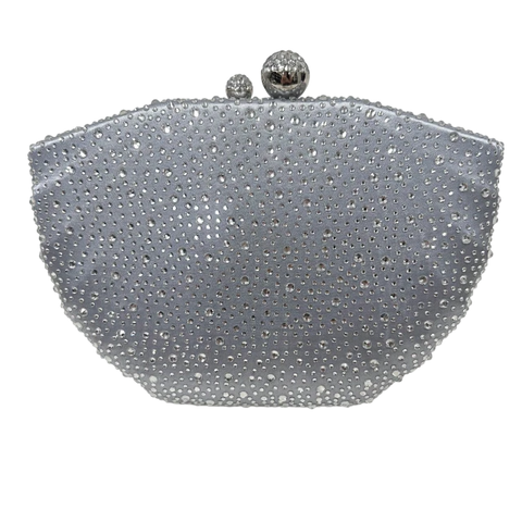 Bolsa Clutch Festa Leque Cristais Prata