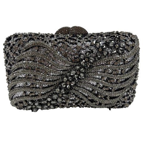 Bolsa Clutch festa Cravejada Flores Grafite - comprar online