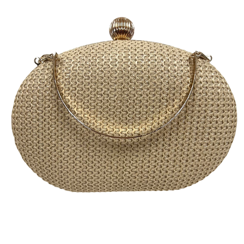 Bolsa Clutch Festa Palha Oval Bege - comprar online