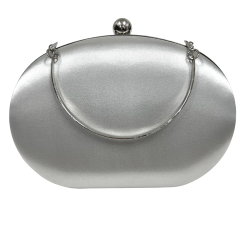 Bolsa Clutch Festa acetinada Oval Prata - comprar online
