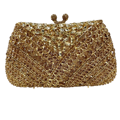 Bolsa Clutch Festa Vivian Cravejada Dourada