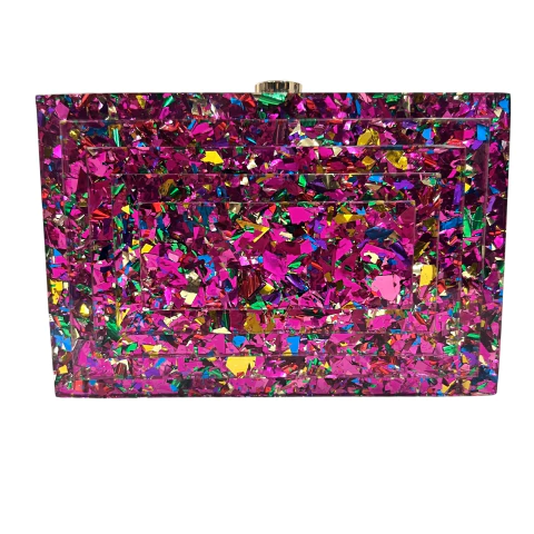 Bolsa Clutch Festa Cléo Acrílico Colorida Pink - comprar online