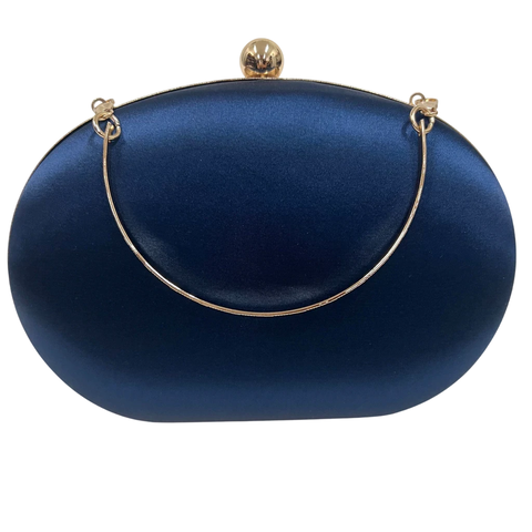 Bolsa Clutch Festa acetinada Oval Azul escuro - comprar online