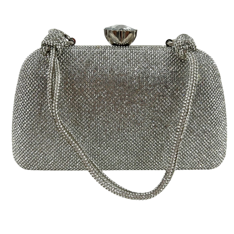 Bolsa Clutch Festa Botão flor com strass Prata - comprar online