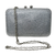 Bolsa Clutch Festa Farta de Cristal Retangular Prata