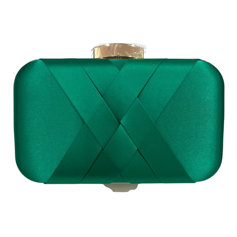 Bolsa Festa Clutch cetim X arredondada verde com dourado - comprar online