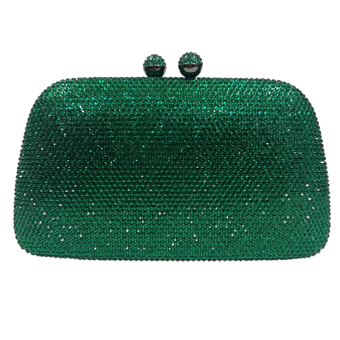 Bolsa Clutch Festa Farta de Cristal Arredondada Verde e grafite - comprar online