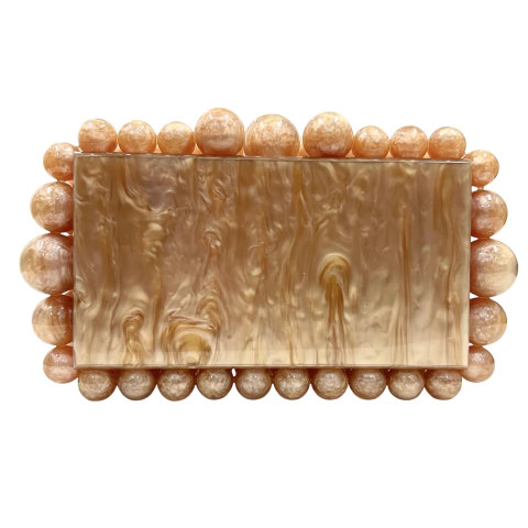 Bolsa Clutch Festa Acrílico Paty Esferas Marrom - comprar online