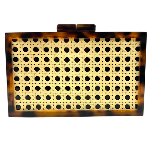 Bolsa Festa Clutch Palha e Acrílico Marrom Tartaruga - comprar online