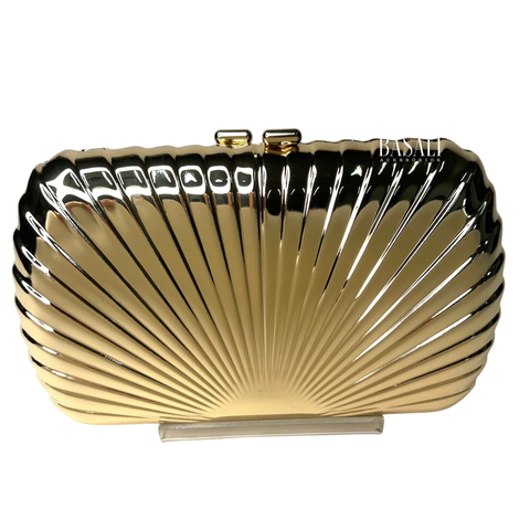 Bolsa Clutch Festa Concha Metal Dourada