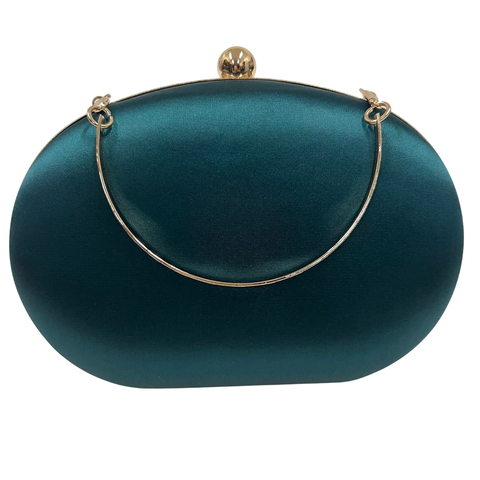 Bolsa Clutch Festa acetinada Oval Verde escuro - comprar online