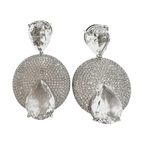 Brinco de Festa Redondo Maxi Cravação e gotas no prata - comprar online