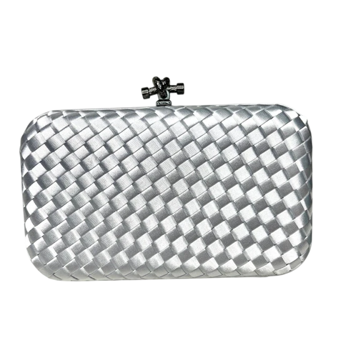 Bolsa Clutch Festa Cetim Trançado Prateada